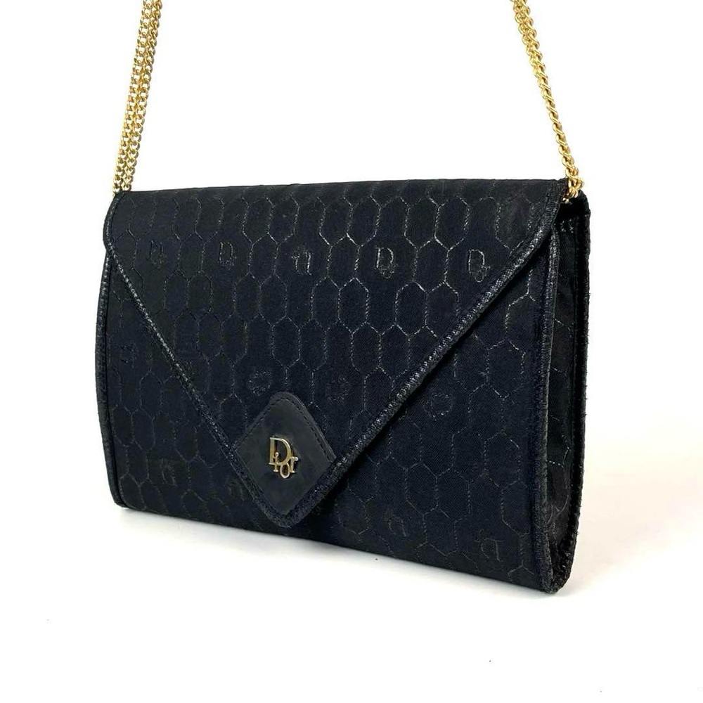 Dior Shoulder Bag 2way Trotter Glitter Canvas Black